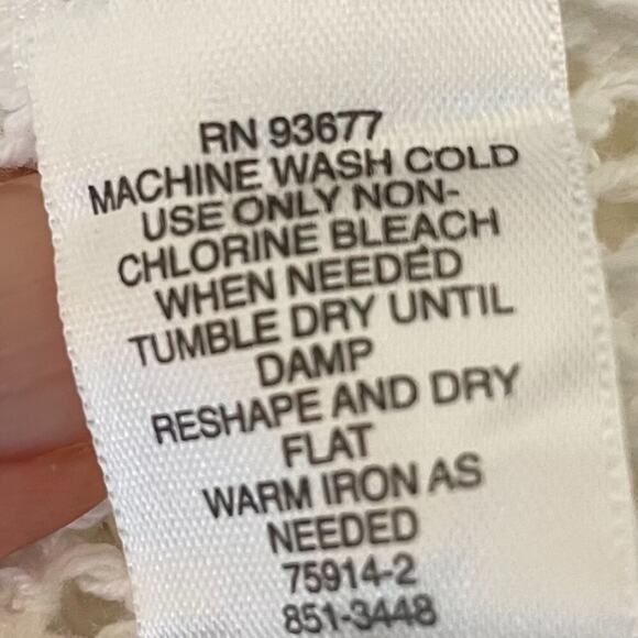 Liz Claiborne White Crochet Style Open Knit, Boho, Short Sleeve Sweater/Top S - Picture 7 of 10